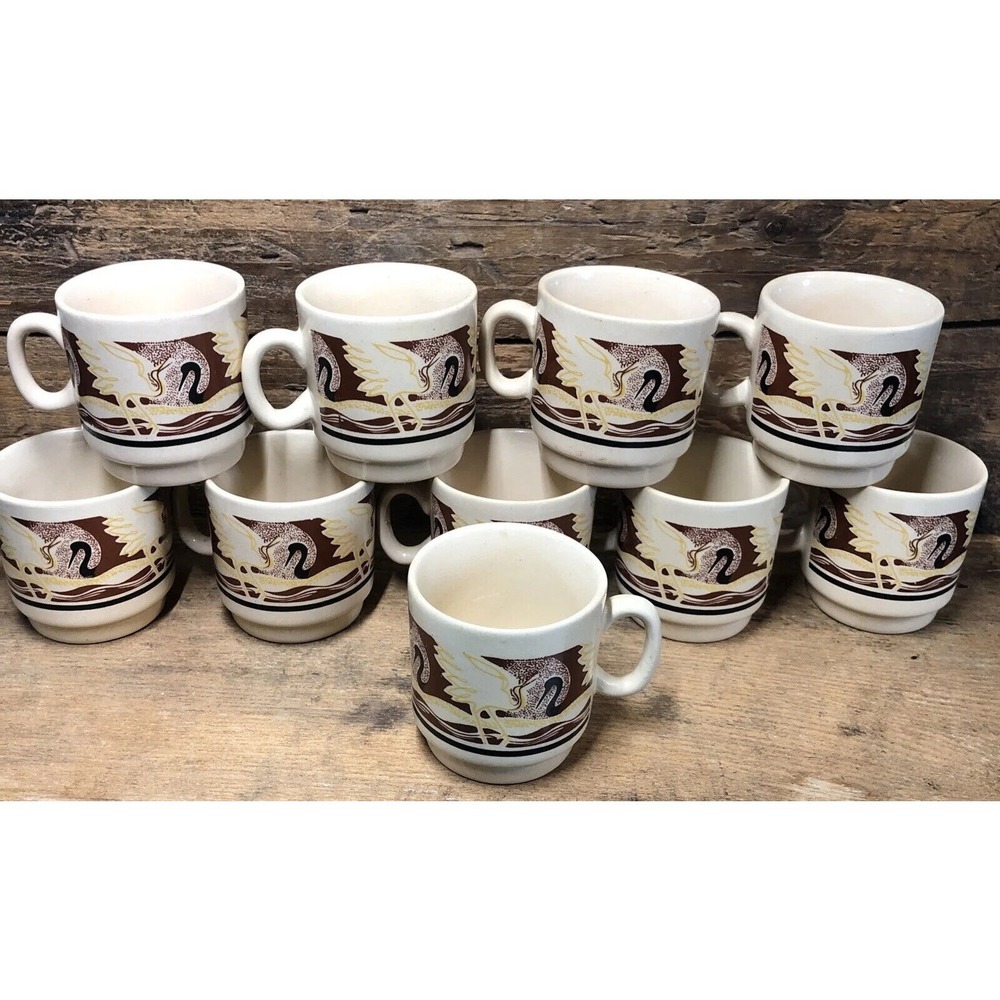 Chinese Coffee Tea Cup Set of 10 Fine Porcelain Vintage‎ Yu Quan STUNNING